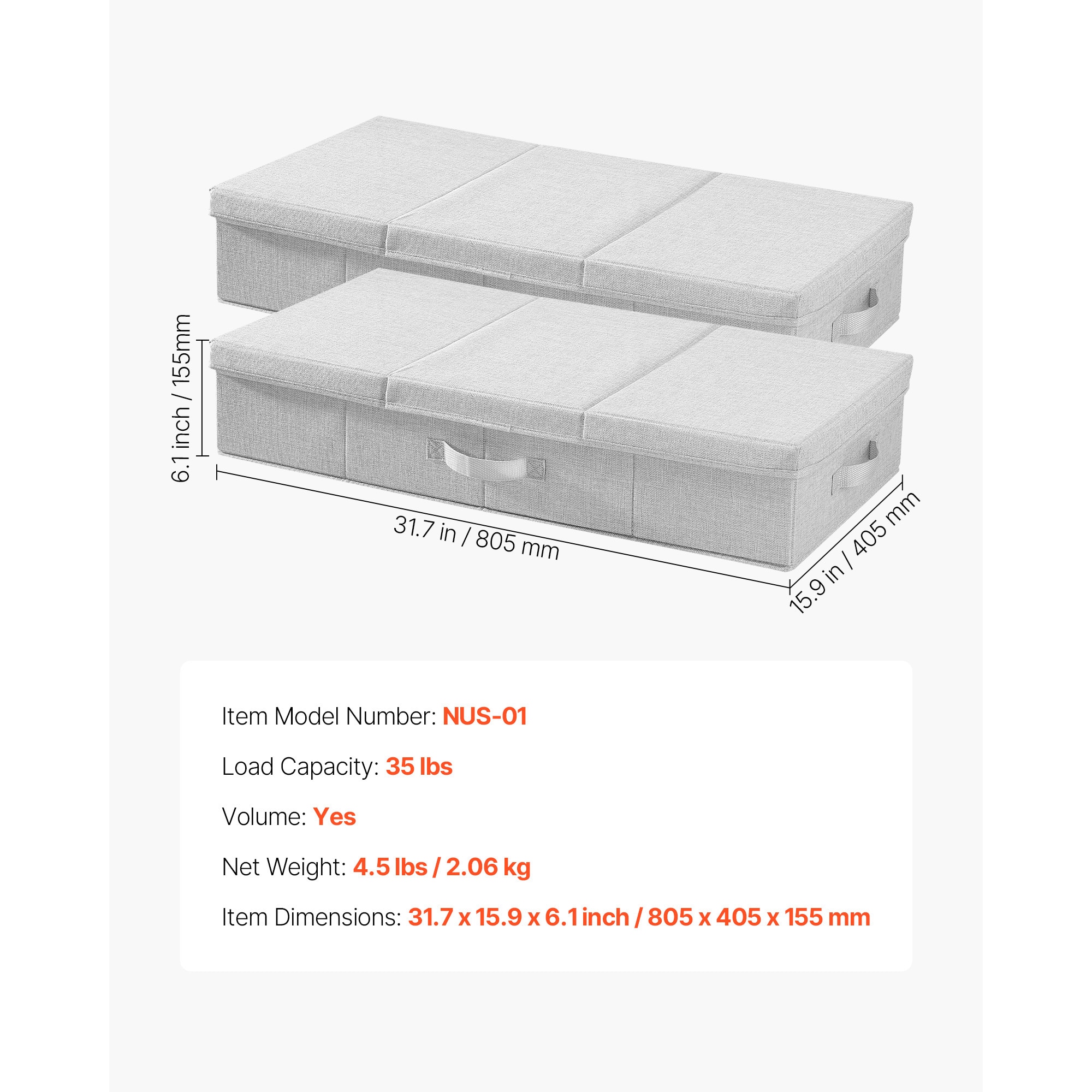 Under Bed Storage 48L Foldable Underbed Box For Household Organization 2 Pack_voghion.com